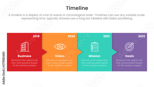timeline set of point infographic with big box small arrow right direction concept for slide presentation template banner