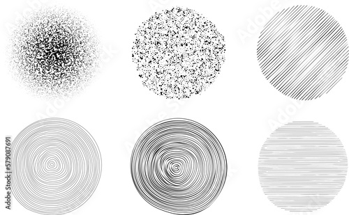 collection of abstract handdrawn circular design elements, vector illustration