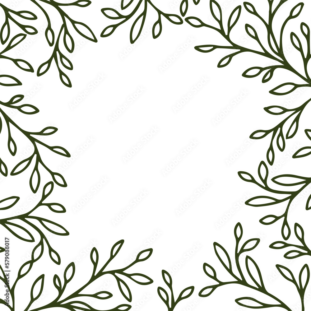 Floral simple leaves design frame for card or invite Floral simple leaves design frame for card or invite