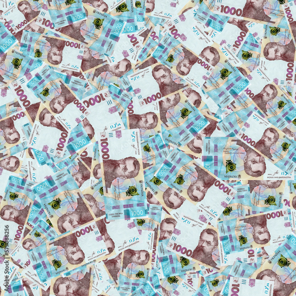 Stack of 1000 hryvnia bills