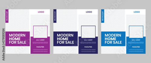 Real estate girder discount style apartment sale advertising square slide template