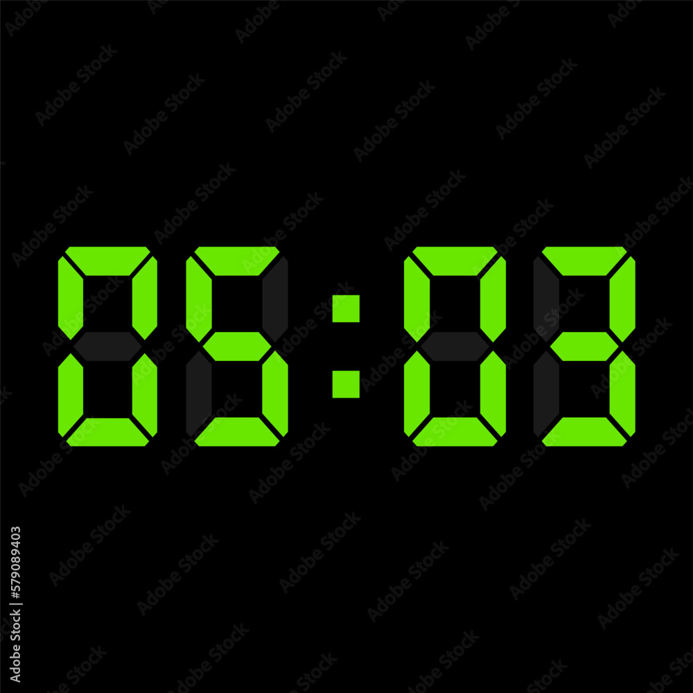 Digital clock vector illustration, time icon Digital clock vector illustration, time icon