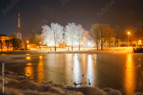 winter in Latvia winter landscape freezing river snow 2