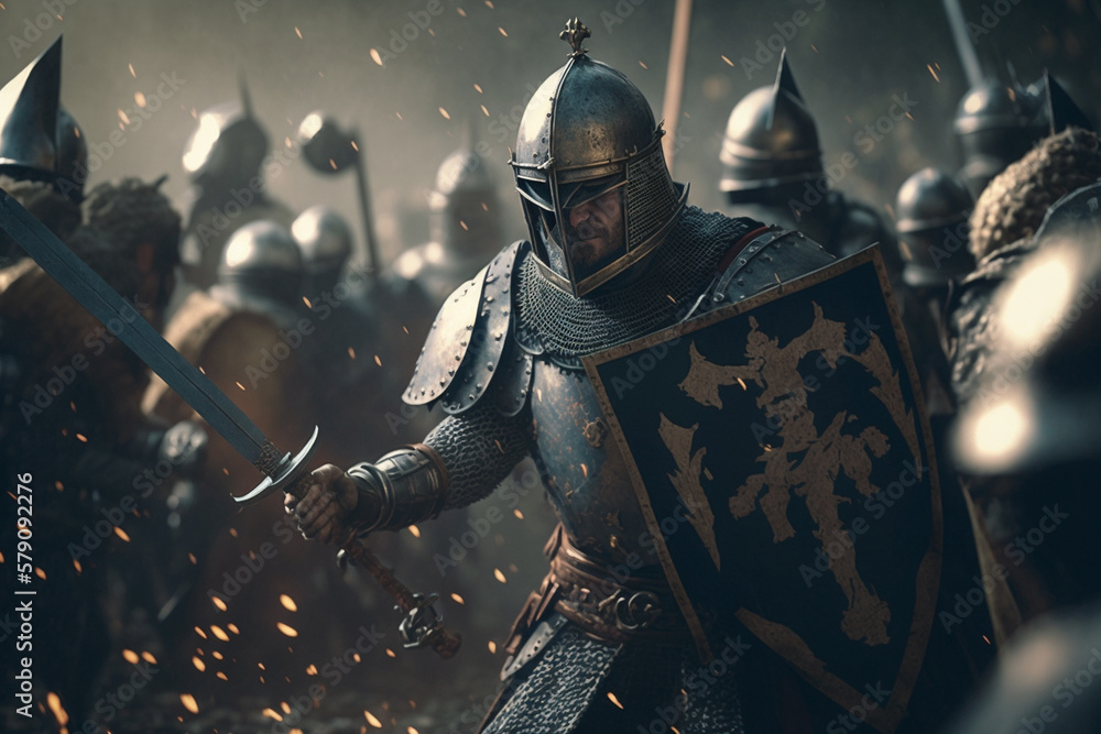 Medieval Math Battle fantasy medieval battle, created by a neural network, Generative AI ...