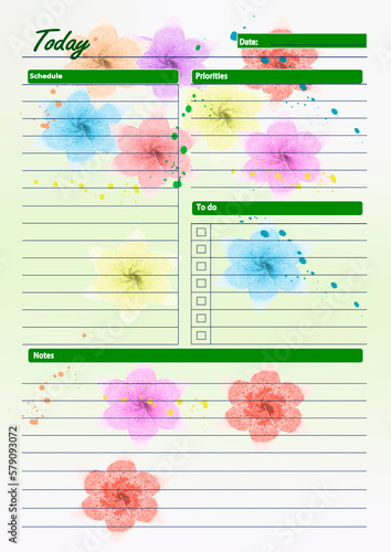Template for printing a daily planner