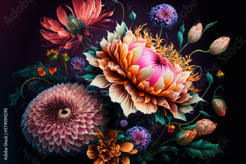 Abstract flowers background. AI  © Oleksandr Blishch