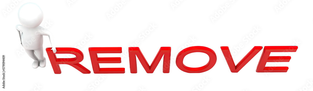 3d man presenting remove text concept 3d man presenting remove text concept