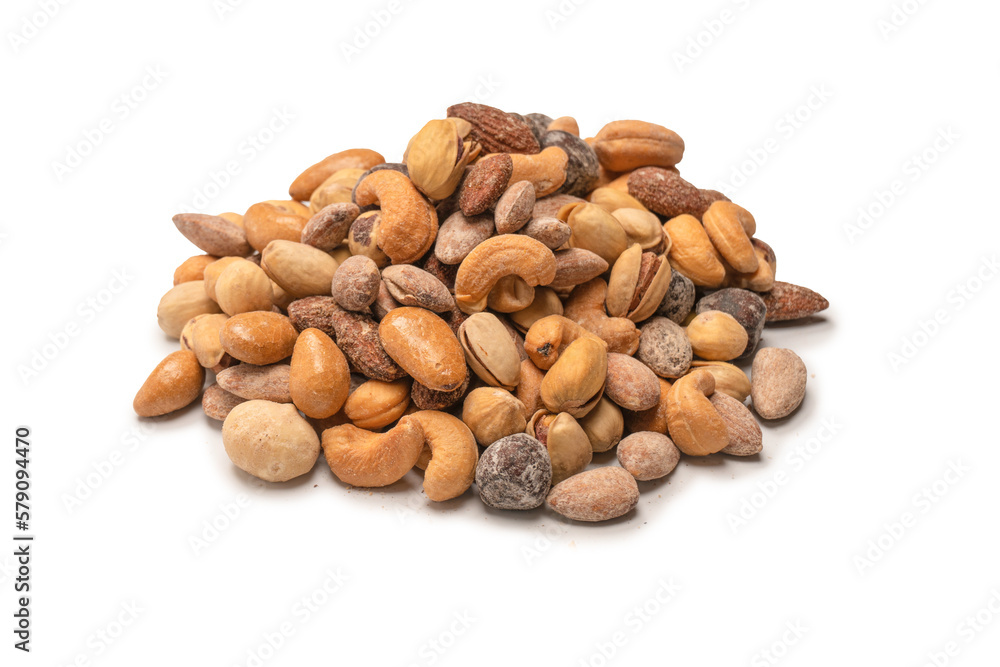A group of almonds, pistachios, walnuts, macadamia, cashews. A group of almonds, pistachios, walnuts, macadamia, cashews.