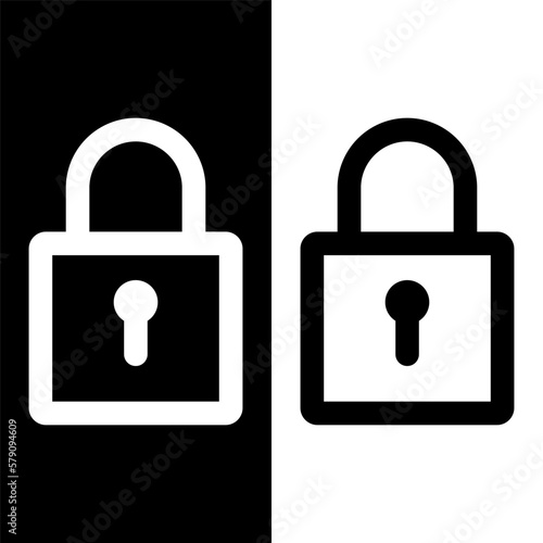 black and white padlock icon vector logo template, secure icon