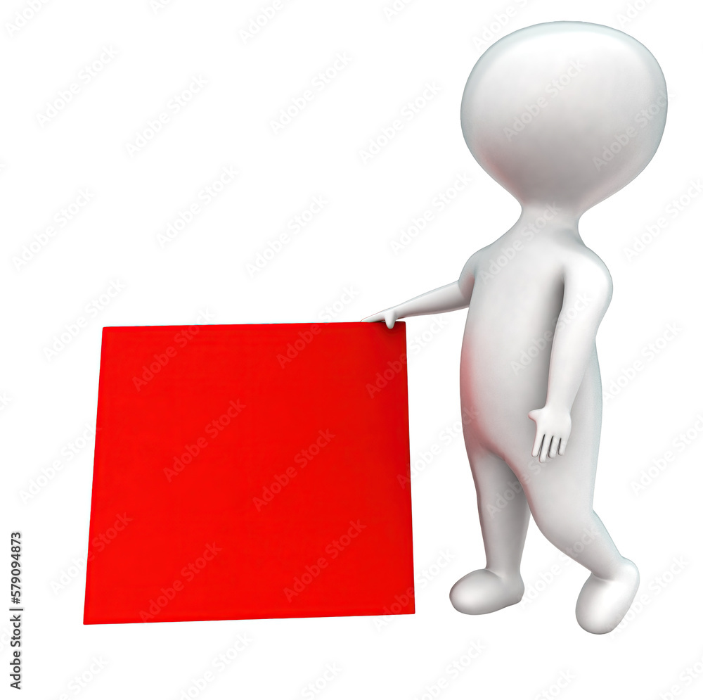 3d man presenting triangular board concept 3d man presenting triangular board concept
