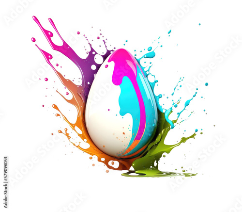 Easter egg in colorful splash
