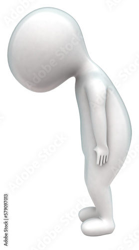 3d man standing and looking downwards concept
