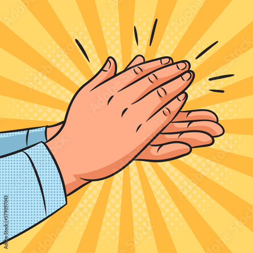 Applause clapping hands pop art retro vector illustration. Comic book style imitation.