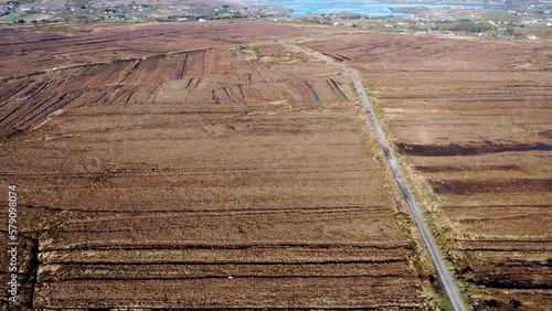 Aerial view of peatbog at Gortahork in County Donegal, Republic of Ireland photo