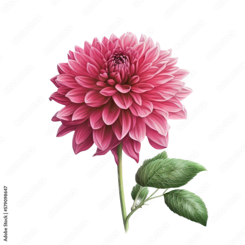 isolated pink purple colorful dahlia flower photo, spring, illustration, transparent background, png, generative ai