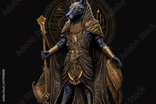 AI GENERATED EGYPTIAN GODS ARTWORK - Anubis Inspired, DND Style Characters  photo