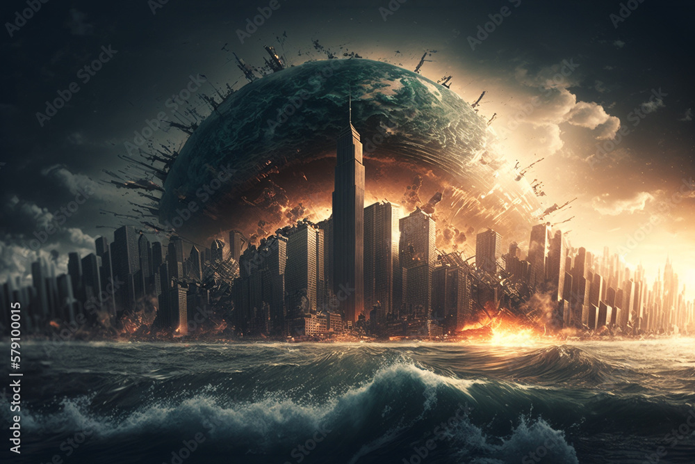 World collapse, doomsday, created by a neural network, Generative AI ...