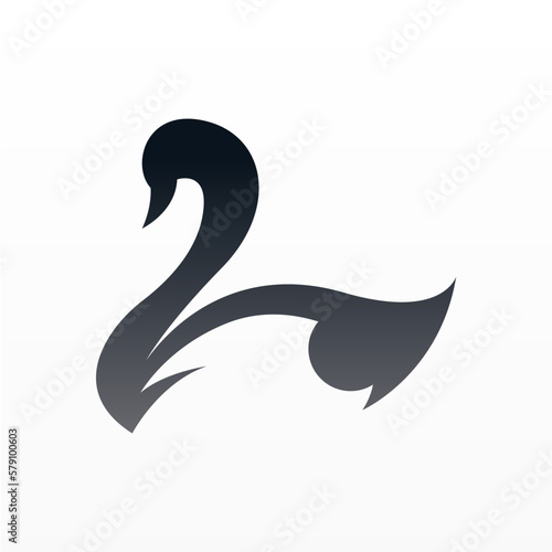 Simple swan logo design. Poultry logo template. Beautiful winged animal logo