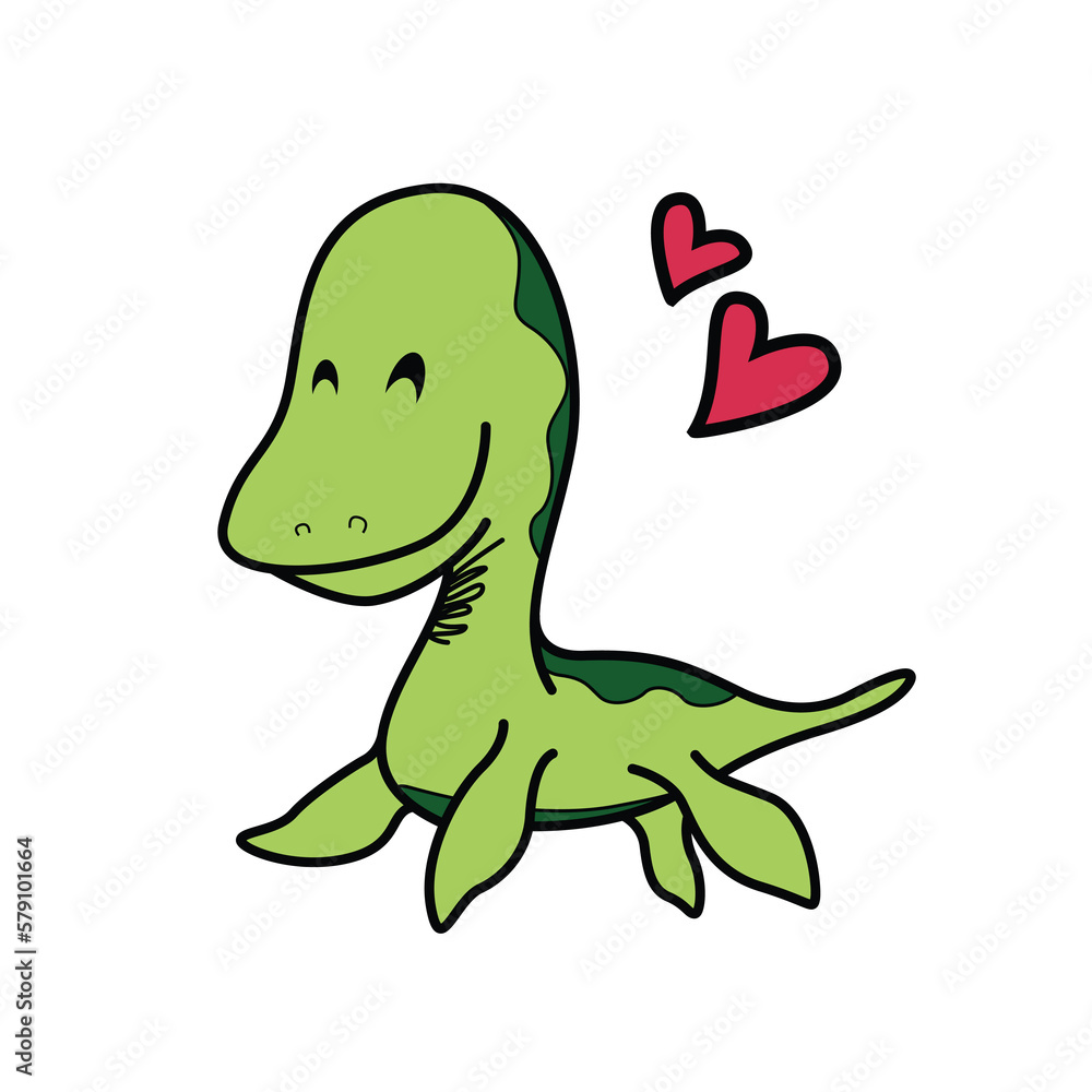 Naklejka premium Vector cute dinosaurs in bright colors for printing on textiles and posters, books. suitable for boys and girls.