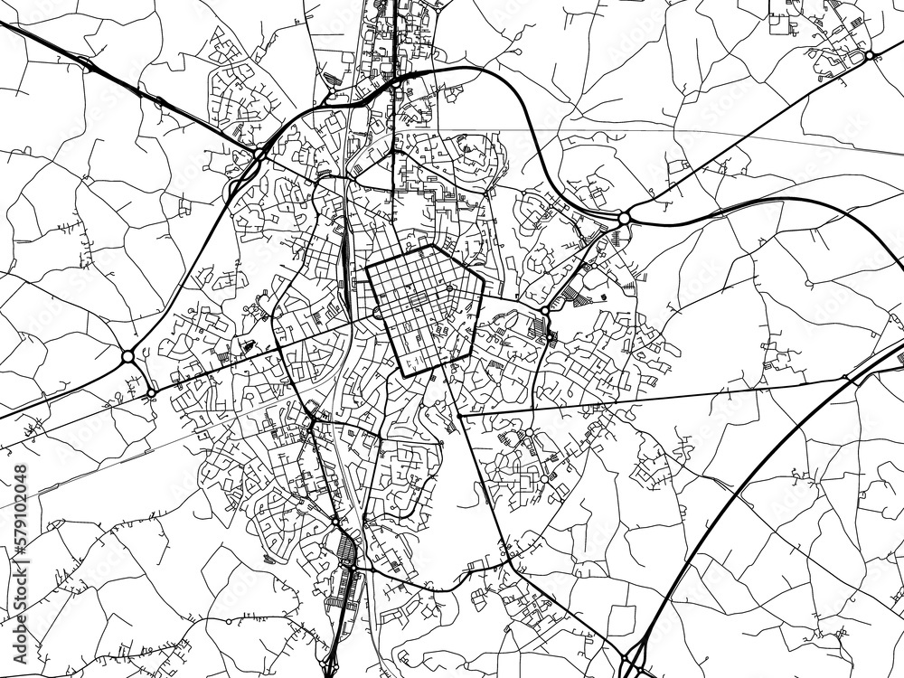 Naklejka premium Road map of the city of La Roche-sur-Yon in France on a transparent background.
