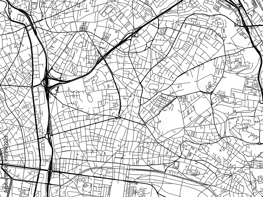 Naklejka premium Road map of the city of Montreuil in France on a transparent background.