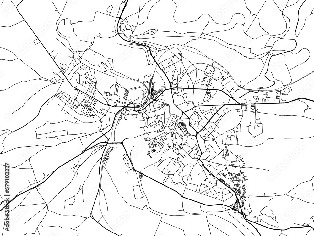 Road map of the city of  Verdun in France on a transparent background.