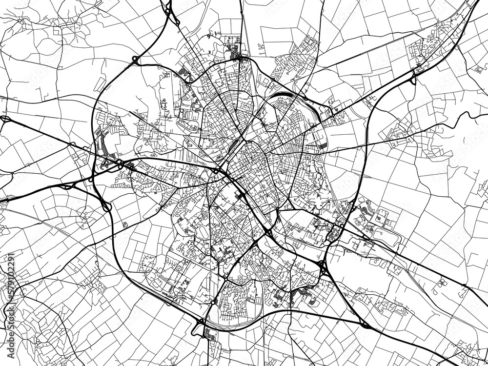 Road map of the city of  Reims in France on a transparent background.