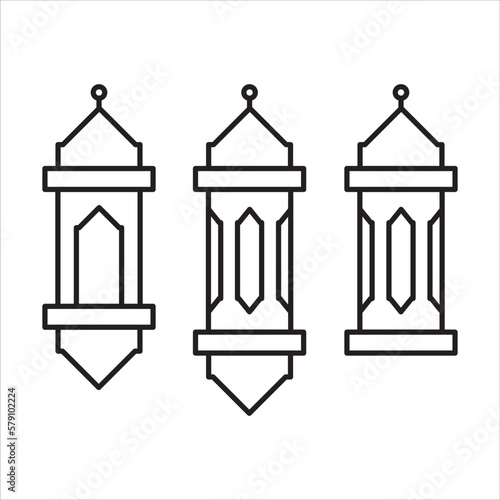 Ramadan Lantern Symbol Monochrome Background Vector Illustration