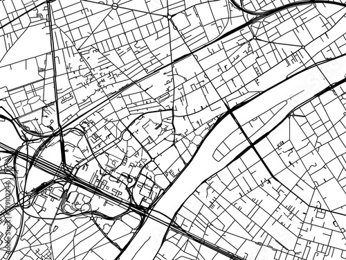 Road map of the city of  Courbevoie in France on a transparent background.