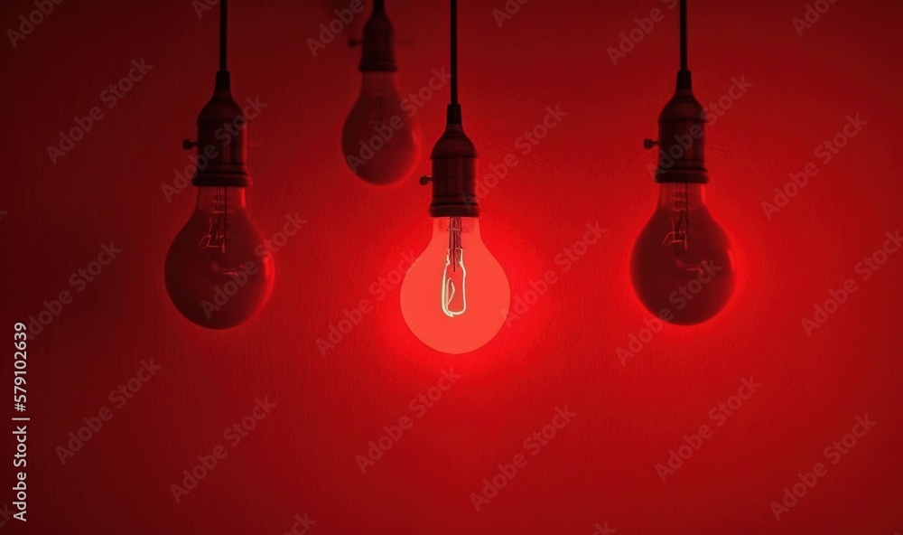 a group of light bulbs hanging from a red wall in a room with a red wall in the background and a red wall in the foreground. generative ai a group of light bulbs hanging from a red wall in a room with a red wall in the background and a red wall in the foreground. generative ai