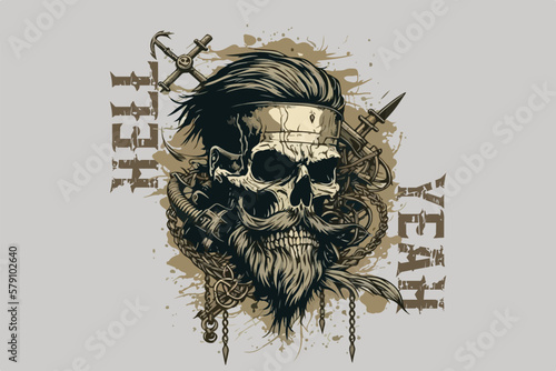 Skull. Vector illustration for t-shirt design