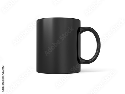 Black mug isolated on white background. 3d illustration. Single object.