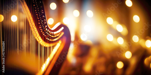 Fototapete Illumined harp in a festive ambient