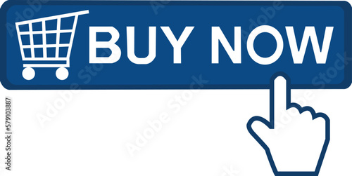 Blue add to cart button. Blue buy now button vector.