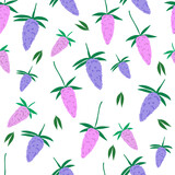 Lilac seamless pattern. Floral background. Beautiful lilac, lavender flowers on white background. Vector color illustration in cartoon flat style and outline.