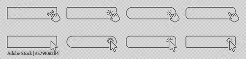 Button with cursor clicking on it. Click here button concept.