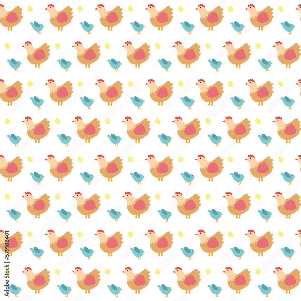 Vector pattern with chicken for Easter and other users. Design element. Vector pattern with chicken for Easter and other users. Design element.