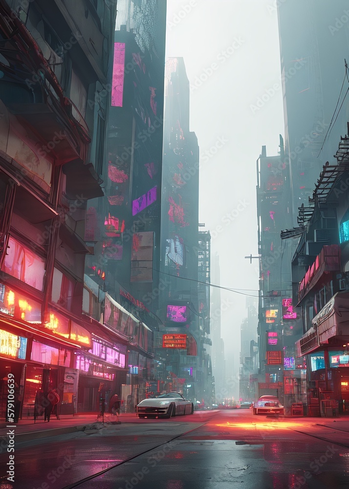 a neon cyber punk dystopian city a neon cyber punk dystopian city