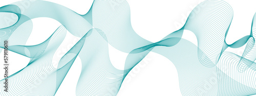 Abstract colorful blue lines on transparent background. Blending gradient colors. Digital frequency track equalizer. Line art. Vector illustration.