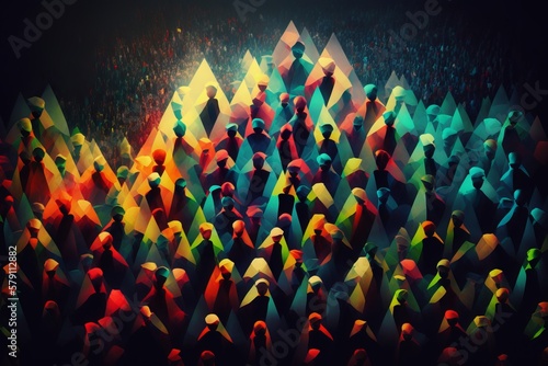 A Vibrant Crowd of Abstract Geometric Human Shapes - Generative AI