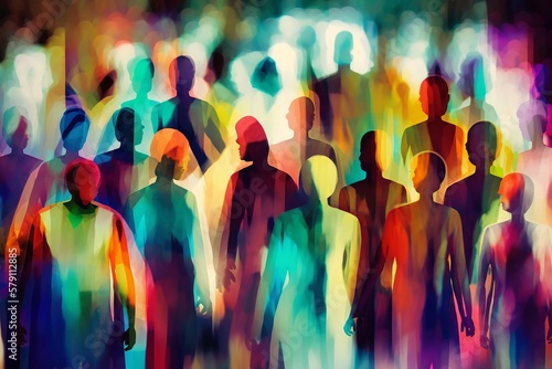 The Symmetry of Diversity: Abstract Geometric Human Crowd Illustration
