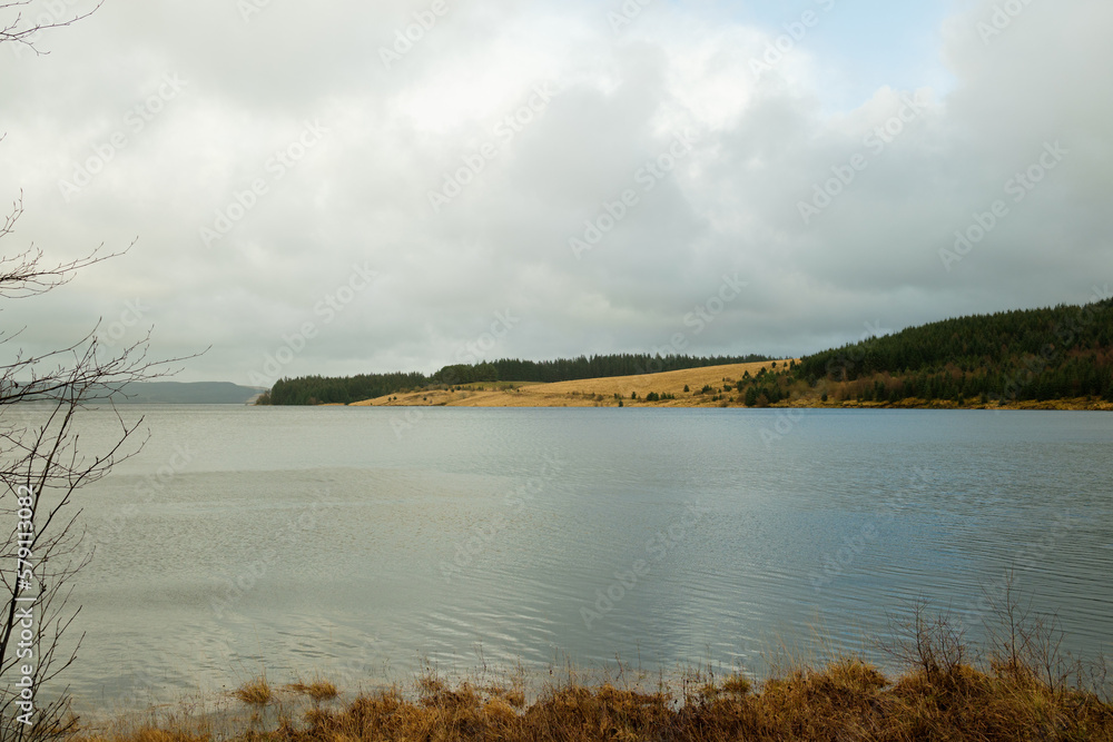 Kielder England: 11th Jan 2023: Kielder Reservoir view on Wintery Autumn looking day