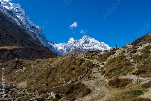 High Altitudes of Manaslu Circuit Trek With Snowy Peaks and Valleys in the Himalayas of Nepal