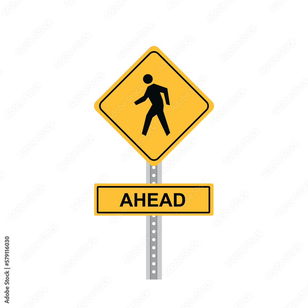 Pedestrian Crossing Symbol. road sign board with steel pole. people crossing road ahead. Pedestrian Crossing Symbol. road sign board with steel pole. people crossing road ahead.