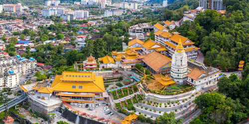 Kek Lok Si Temple aerial photo panorama on Penang island in Malaysia
