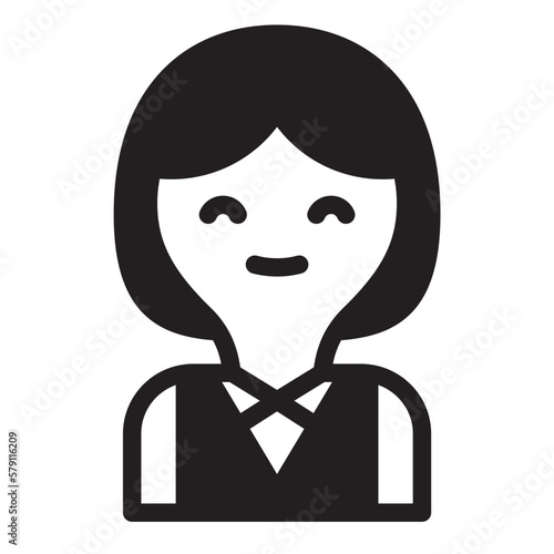 アイコン　笑顔の女性会社員