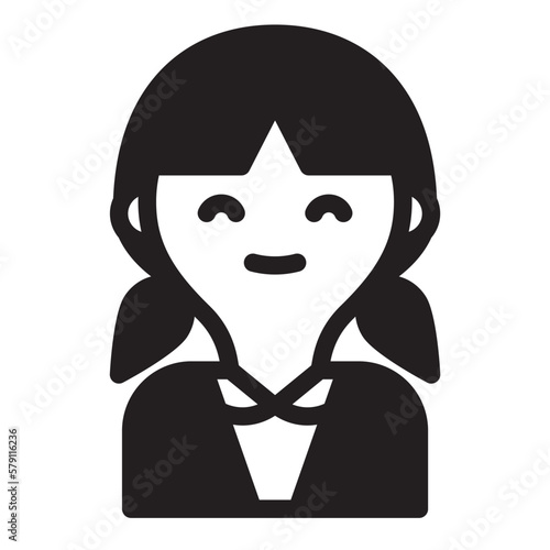 アイコン　笑顔の女子学生