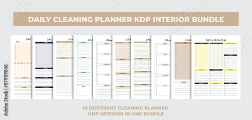 Daily cleaning planner interior design template, kdp interior bundle . eps
