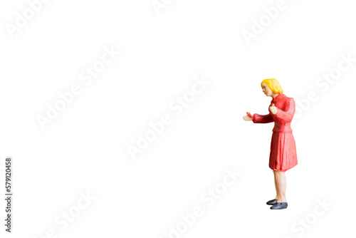 Miniature people isolated on white background
