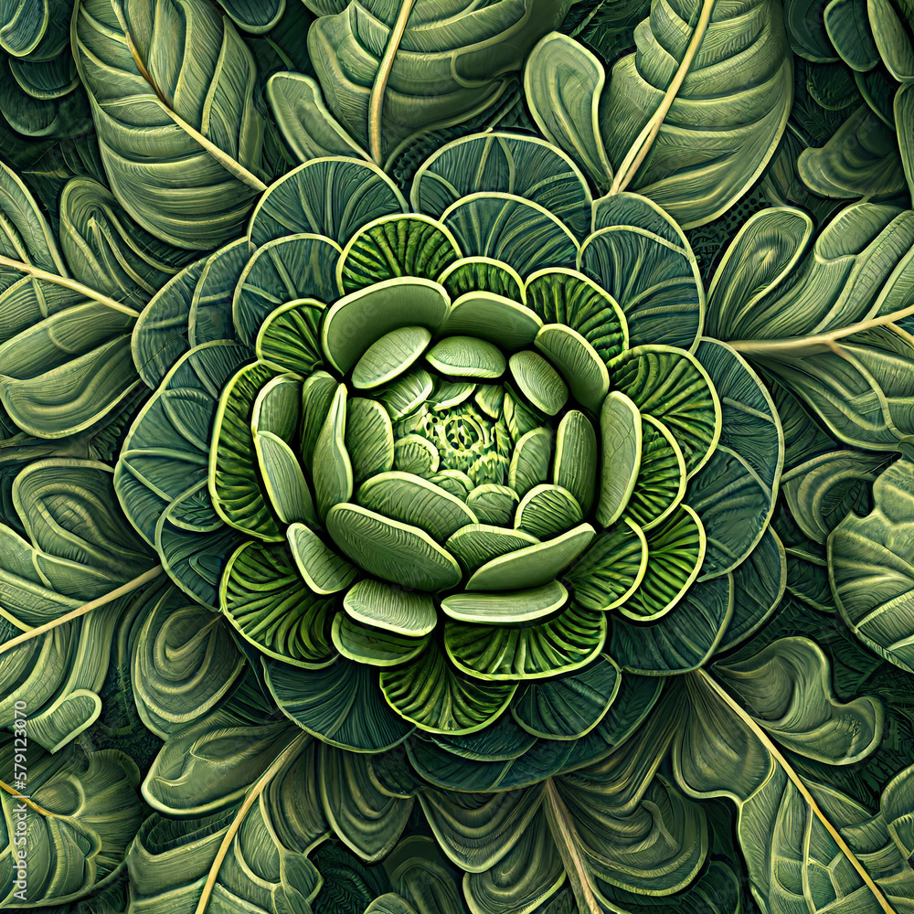Obraz premium Ornamental green cabbage, leaves background